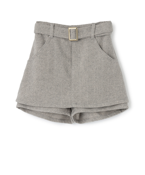 ベルトつきヘリンボ-ンペプラムスカパン