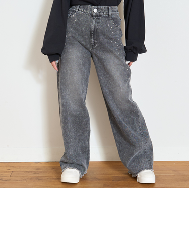 スタッズフリンジデニムパンツ