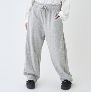 【LTXC】【起毛】スタッズカーブスウェットパンツ