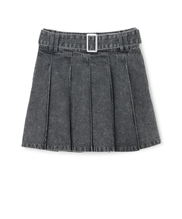 【LTXC】美脚見えベルトつきデニムプリーツスカート