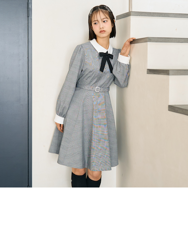 【卒服・セレモニー】ベルトつきワンピース