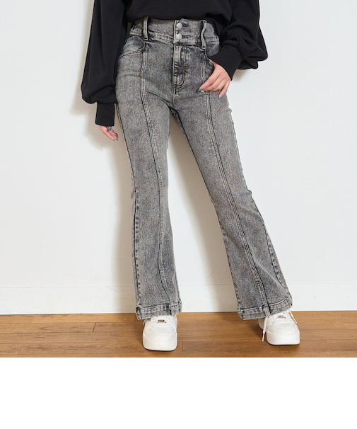 【起毛】【ストレッチ】スタイルアップフレアデニム