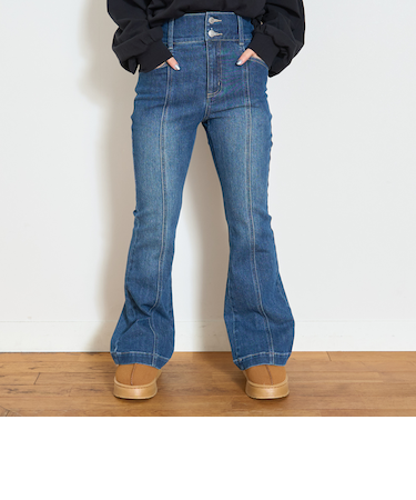 【起毛】【ストレッチ】スタイルアップフレアデニム