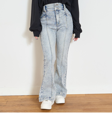 【起毛】【ストレッチ】スタイルアップフレアデニム