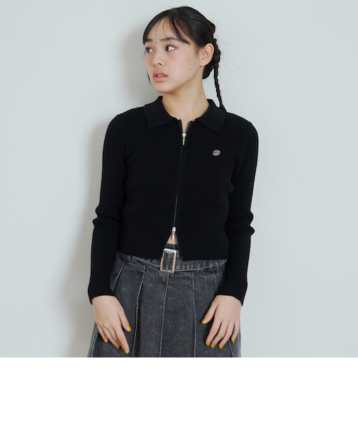 【LTXC】【洗える】リブWジップカーディガン