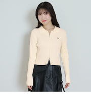 【LTXC】【洗える】リブWジップカーディガン