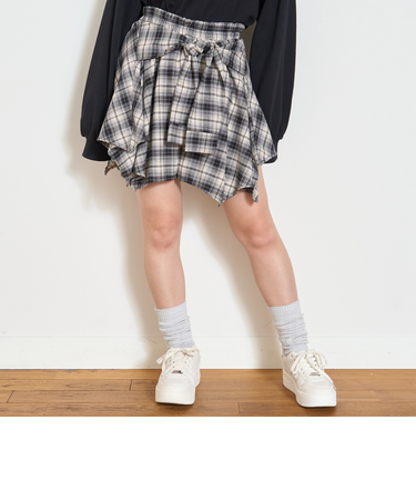 【LTXC】腰巻き風チェックキュロット