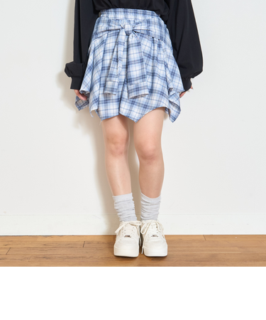 【LTXC】腰巻き風チェックキュロット