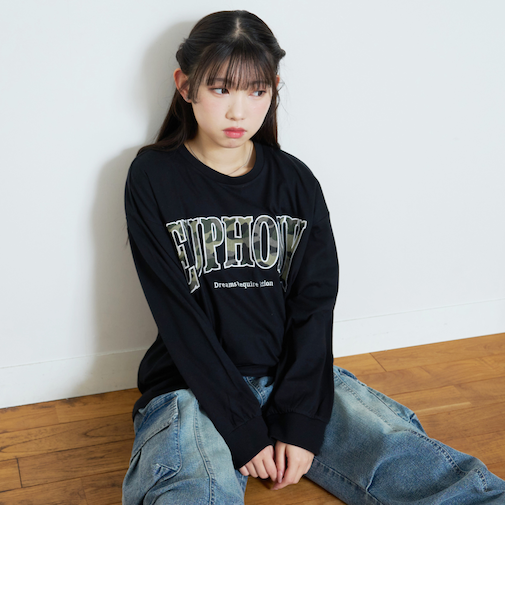 【LTXC/綿100%】カレッジ柄ロゴ長袖T