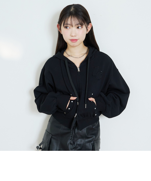 LTXC/綿100%/セット可】スタッズZIPパーカー｜ラブトキシックの通販