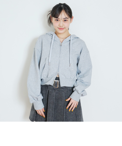 【LTXC/綿100%/セット可】スタッズZIPパーカー