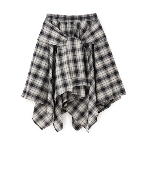 【LTXC】腰巻き風チェックミディスカート