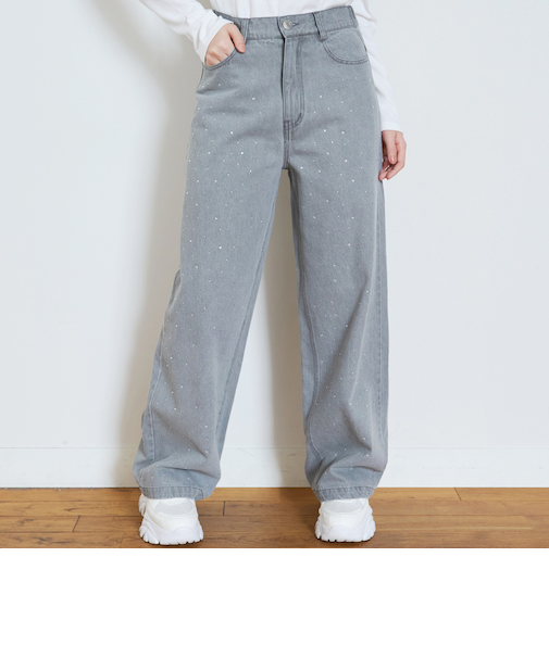 オシャ映えストーンデニムパンツ