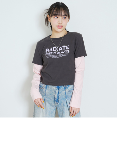 【7days】レイヤード風長袖Tシャツ