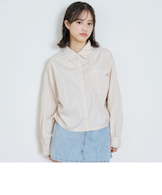 短丈ドロストストライプシャツ