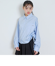 短丈ドロストストライプシャツ