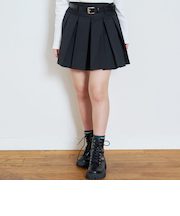 【イージーケア】ベルトつきプリーツスカート