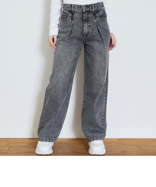 【LTXC】【セット可】タックワイドデニムパンツ