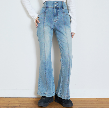 【ストレッチ】スタイルアップフレアデニムパンツ