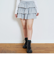 【綿100%】【セット可】カットティアードミニスカート