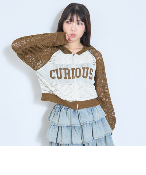 【LTXC/洗える】メッシュニットジップパーカー