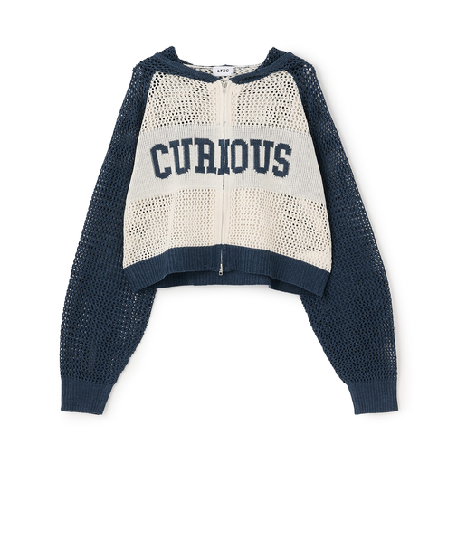 【LTXC/洗える】メッシュニットジップパーカー