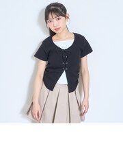 レースアップテレコ半袖T