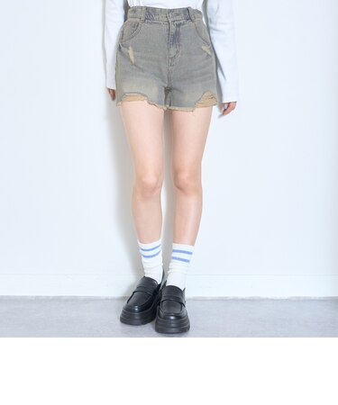【LTXC】ダメージデニムショートパンツ