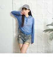 【LTXC】ダメージデニムショートパンツ