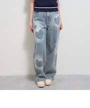 【LTXC】モチーフスプレーデニムワイドパンツ
