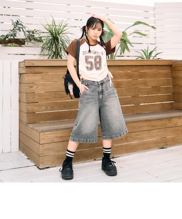 【LTXC】ハーフデニムパンツ
