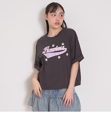 【7days】【GOODPRICE】ロゴ＋お花刺しゅうTシャツ