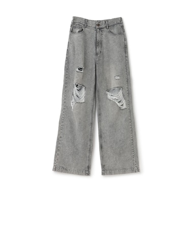 【LTXC/接触冷感】ダメージデニムワイドパンツ