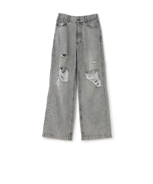 【LTXC/接触冷感】ダメージデニムワイドパンツ