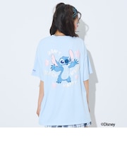 【Disney】【スティッチ】/【LTXC】【マルチ機能/接触冷感・吸水速乾・UV・遮熱】バックプリントルーズ半袖Tシャツ