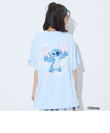 【Disney】【スティッチ】/【LTXC】【マルチ機能/接触冷感・吸水速乾・UV・遮熱】バックプリントルーズ半袖Tシャツ