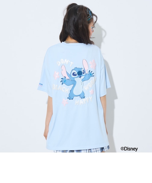 【Disney】【スティッチ】/【LTXC】【マルチ機能/接触冷感・吸水速乾・UV・遮熱】バックプリントルーズ半袖Tシャツ