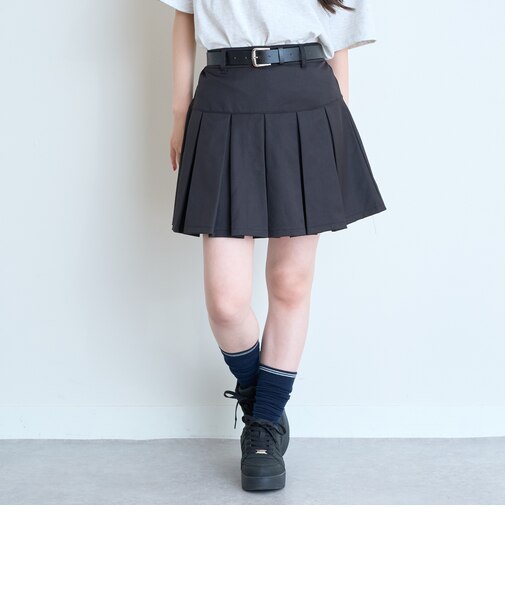 【イージーケア】ベルトつきプリーツスカート