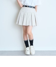 【イージーケア】ベルトつきプリーツスカート