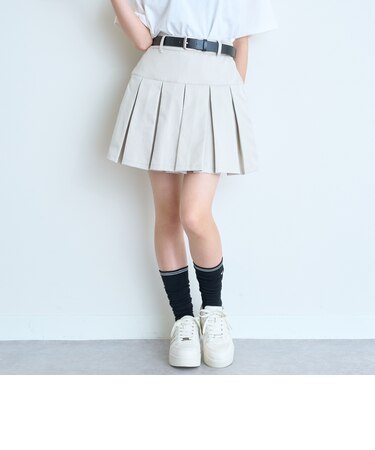 【イージーケア】ベルトつきプリーツスカート