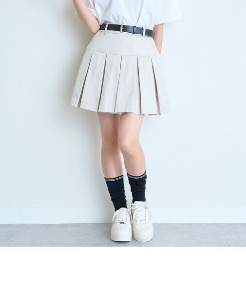 【イージーケア】ベルトつきプリーツスカート
