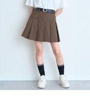 【イージーケア】ベルトつきプリーツスカート