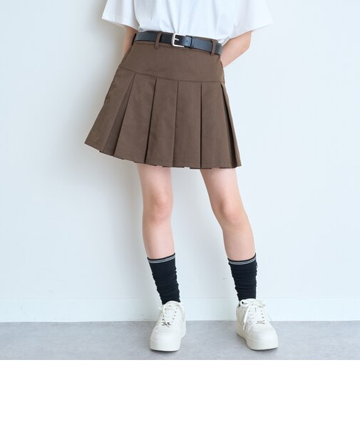 【イージーケア】ベルトつきプリーツスカート