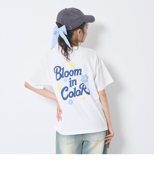 【秒かわトップス】【GOODPRICE】【綿100%】発泡フラワーロゴ半袖T