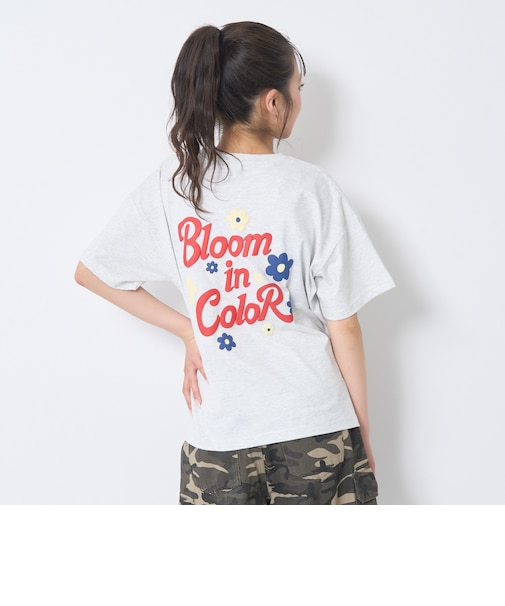 【秒かわトップス】【GOODPRICE】【綿100%】発泡フラワーロゴ半袖T