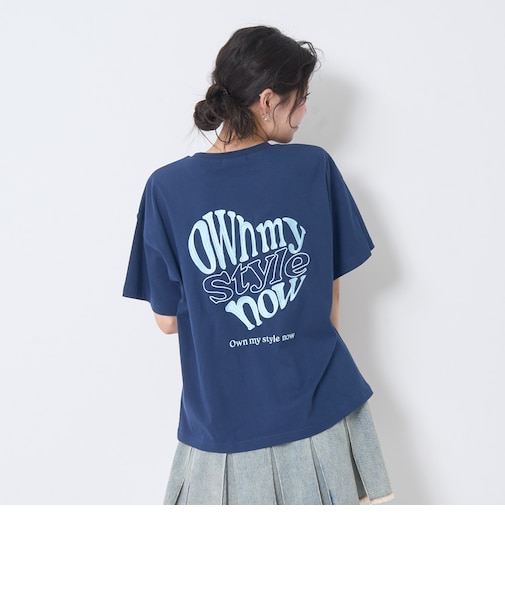 【秒かわトップス】【GOODPRICE】【綿100%】バックハートロゴ刺しゅう半袖T