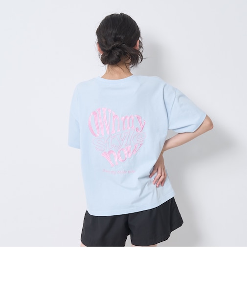 【秒かわトップス】【GOODPRICE】【綿100%】バックハートロゴ刺しゅう半袖T
