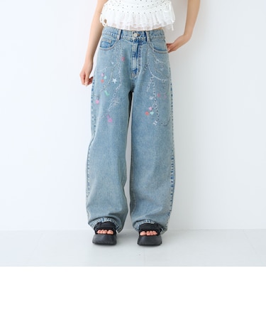 【LTXC】チャームデザインデニムワイドパンツ