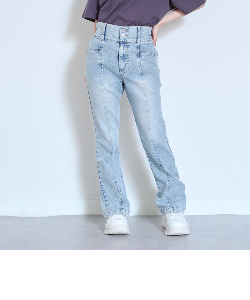 【ストレッチ】スタイルアップフレアデニムパンツ