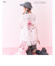 【ESTHER BUNNY】【綿100%】袖レースレイヤードTシャツ